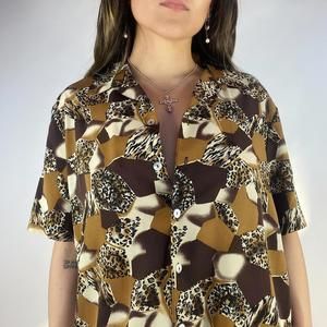 Vintage Animal Print Button Up